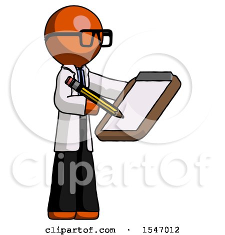 Orange Doctor Scientist Man Using Clipboard and Pencil by Leo Blanchette
