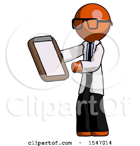 Orange Doctor Scientist Man Reviewing Stuff on Clipboard by Leo Blanchette