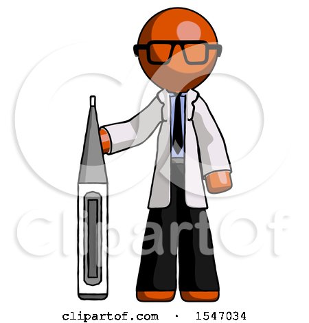Orange Doctor Scientist Man Standing with Large Thermometer by Leo Blanchette