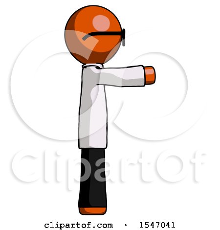 Orange Doctor Scientist Man Pointing Right by Leo Blanchette