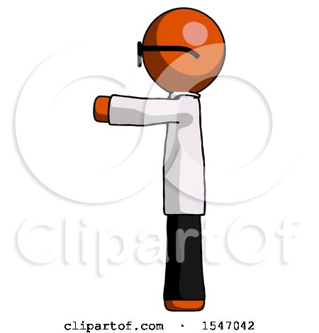 Orange Doctor Scientist Man Pointing Left by Leo Blanchette