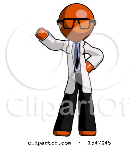 Orange Doctor Scientist Man Waving Right Arm with Hand on Hip by Leo Blanchette