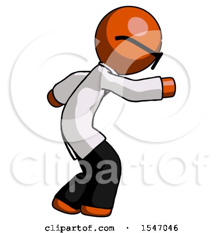 Orange Doctor Scientist Man Sneaking While Reaching for Something by Leo Blanchette