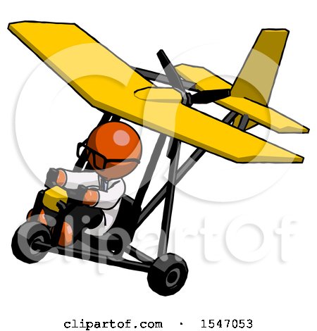 Orange Doctor Scientist Man in Ultralight Aircraft Top Side View by Leo Blanchette