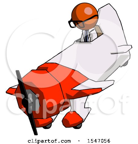 Orange Doctor Scientist Man in Geebee Stunt Plane Descending View by Leo Blanchette