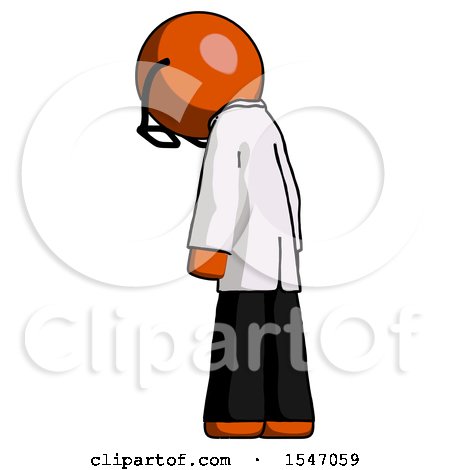 Orange Doctor Scientist Man Depressed with Head Down, Back to Viewer, Left by Leo Blanchette