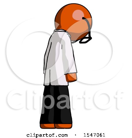 Orange Doctor Scientist Man Depressed with Head Down, Back to Viewer, Right by Leo Blanchette