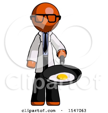 Orange Doctor Scientist Man Frying Egg in Pan or Wok by Leo Blanchette