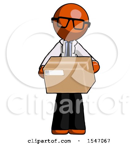 Orange Doctor Scientist Man Holding Box Sent or Arriving in Mail by Leo Blanchette