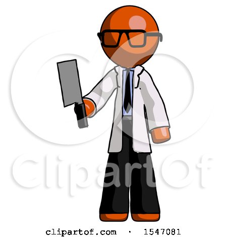 Orange Doctor Scientist Man Holding Meat Cleaver by Leo Blanchette