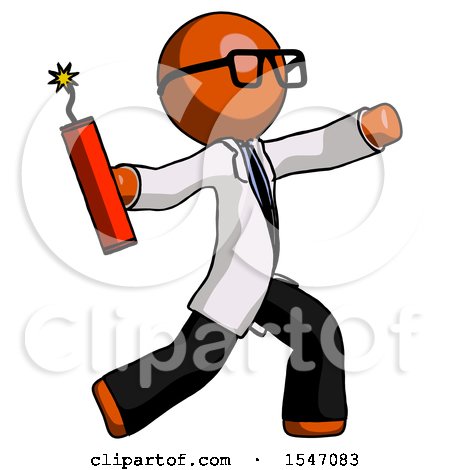 Orange Doctor Scientist Man Throwing Dynamite by Leo Blanchette