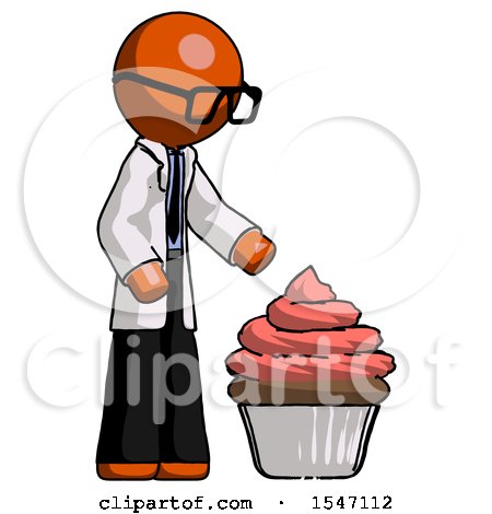 Orange Doctor Scientist Man with Giant Cupcake Dessert by Leo Blanchette