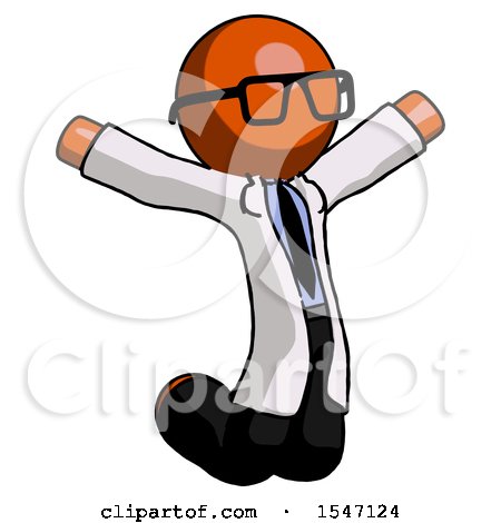 Orange Doctor Scientist Man Jumping or Kneeling with Gladness by Leo Blanchette