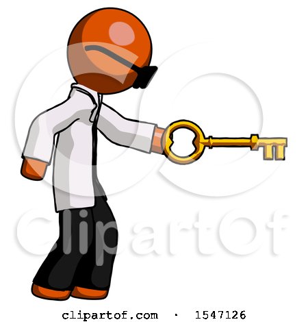 Orange Doctor Scientist Man with Big Key of Gold Opening Something by Leo Blanchette