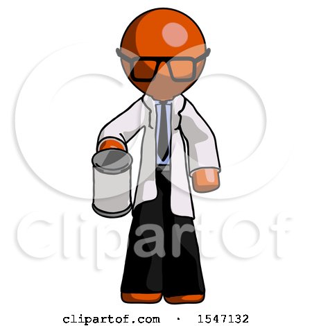 Orange Doctor Scientist Man Begger Holding Can Begging or Asking for Charity by Leo Blanchette