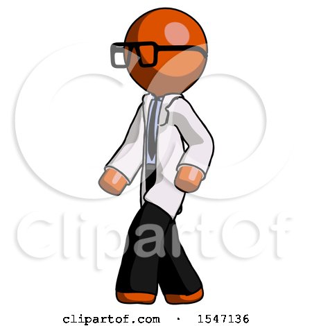 Orange Doctor Scientist Man Man Walking Turned Left Front View by Leo Blanchette
