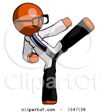 Orange Doctor Scientist Man Ninja Kick Right by Leo Blanchette
