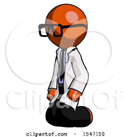 Orange Doctor Scientist Man Kneeling Angle View Left by Leo Blanchette