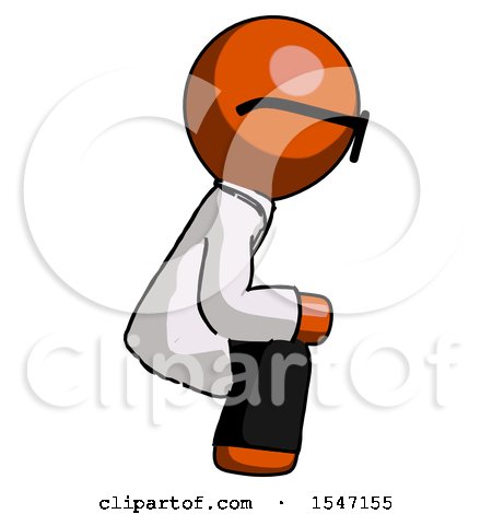 Orange Doctor Scientist Man Squatting Facing Right by Leo Blanchette