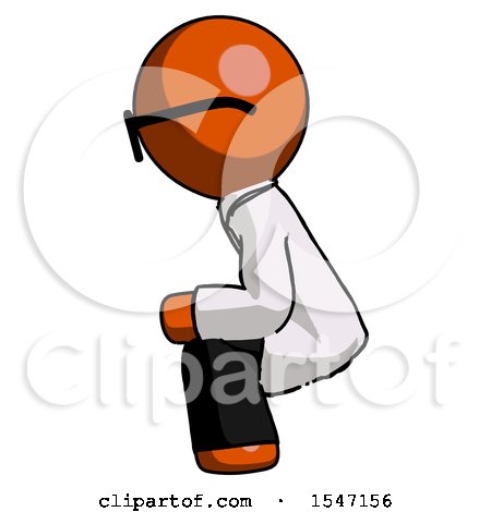 Orange Doctor Scientist Man Squatting Facing Left by Leo Blanchette