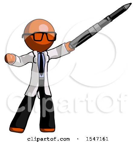 Orange Doctor Scientist Man Demonstrating That Indeed the Pen Is Mightier by Leo Blanchette