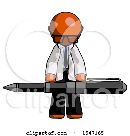 Orange Doctor Scientist Man Weightlifting a Giant Pen by Leo Blanchette
