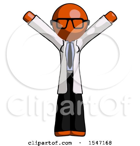 Orange Doctor Scientist Man with Arms out Joyfully by Leo Blanchette