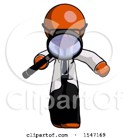 Orange Doctor Scientist Man Looking down Through Magnifying Glass by Leo Blanchette