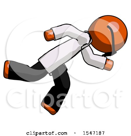 Orange Doctor Scientist Man Running While Falling down by Leo Blanchette