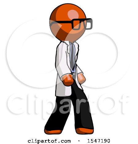 Orange Doctor Scientist Man Walking Turned Right Front View by Leo Blanchette