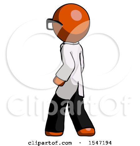 Orange Doctor Scientist Man Walking Away Direction Left View by Leo Blanchette