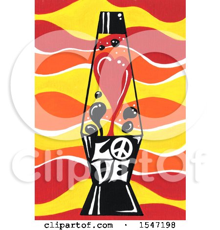 Clipart of a Lava Lamp with Love Text and a Peace Sign - Royalty Free Illustration by LoopyLand