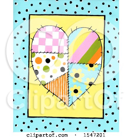 Clipart of a Patchwork Heart in a Frame - Royalty Free Illustration by LoopyLand