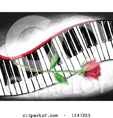 Clipart of a Single Red Rose Flower on a Keyboard - Royalty Free Illustration by LoopyLand