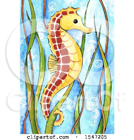 Clipart of a Cute Seahorse - Royalty Free Illustration by LoopyLand