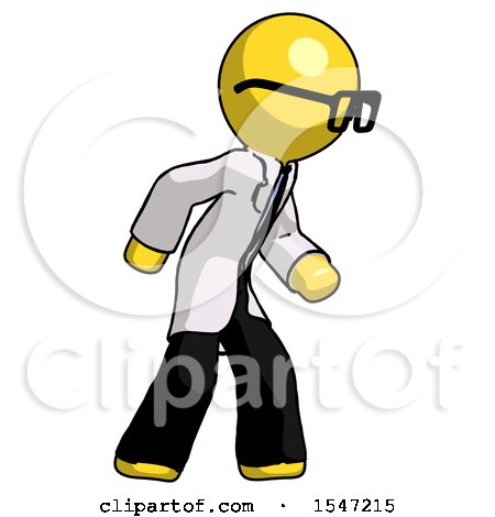 Yellow Doctor Scientist Man Suspense Action Pose Facing Right by Leo Blanchette