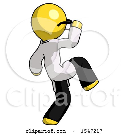 Yellow Doctor Scientist Man Kick Pose Start by Leo Blanchette
