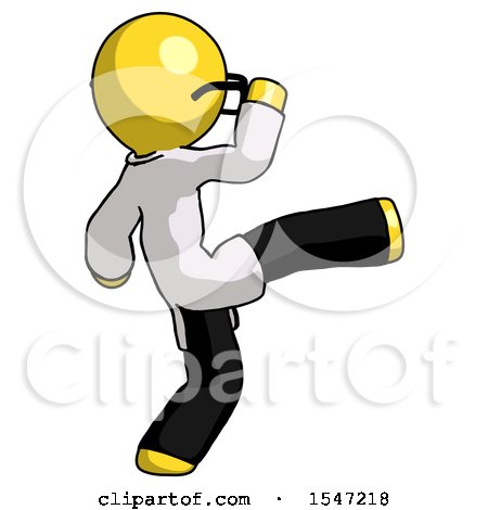 Yellow Doctor Scientist Man Kick Pose by Leo Blanchette