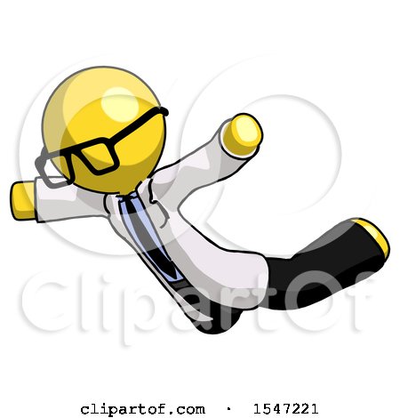 Yellow Doctor Scientist Man Skydiving or Falling to Death by Leo Blanchette