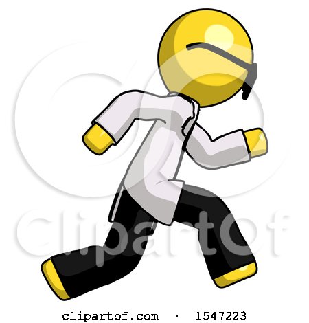 Yellow Doctor Scientist Man Running Fast Right by Leo Blanchette