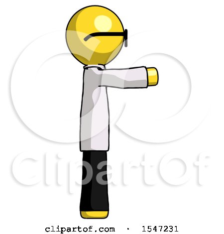 Yellow Doctor Scientist Man Pointing Right by Leo Blanchette
