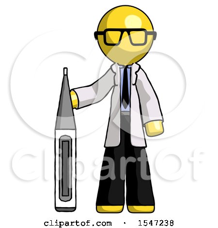Yellow Doctor Scientist Man Standing with Large Thermometer by Leo Blanchette