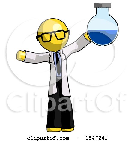Yellow Doctor Scientist Man Holding Large Round Flask or Beaker by Leo Blanchette