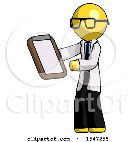 Yellow Doctor Scientist Man Reviewing Stuff on Clipboard by Leo Blanchette