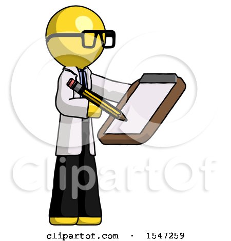 Yellow Doctor Scientist Man Using Clipboard and Pencil by Leo Blanchette