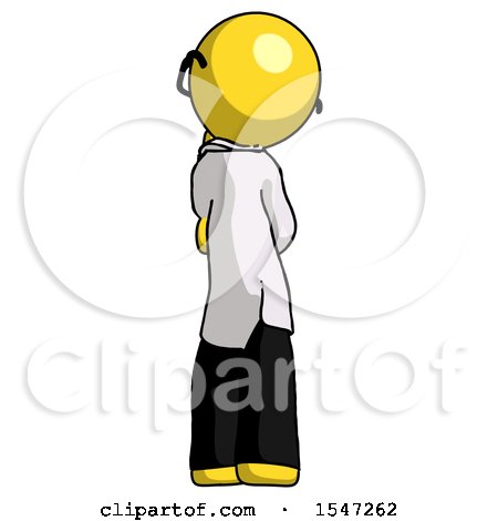 Yellow Doctor Scientist Man Thinking, Wondering, or Pondering Rear View by Leo Blanchette
