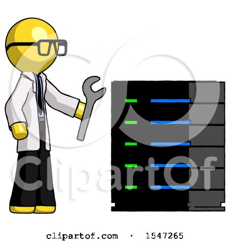 Yellow Doctor Scientist Man Server Administrator Doing Repairs by Leo Blanchette