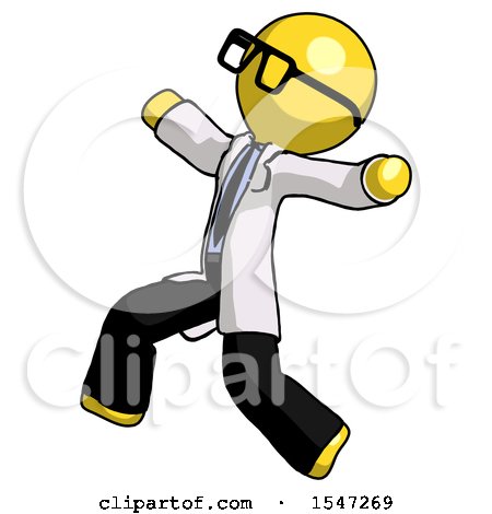 Yellow Doctor Scientist Man Running Away in Hysterical Panic Direction Left by Leo Blanchette