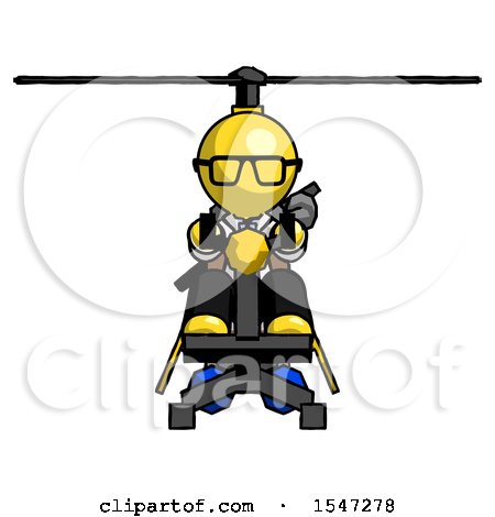 Yellow Doctor Scientist Man Flying in Gyrocopter Front View by Leo Blanchette
