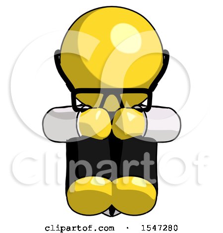 Yellow Doctor Scientist Man Sitting with Head down Facing Forward by Leo Blanchette